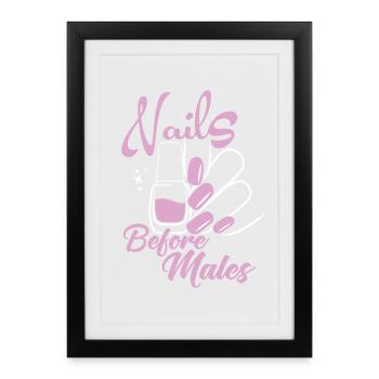 Les ongles avant les hommes Créateur d’ongles - Affiche encadrée (27 × 37 cm) - noir - Devant