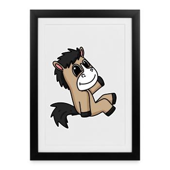 Cheval Chevaux Cheval domestique - Affiche encadrée (27 × 37 cm) - noir - Devant