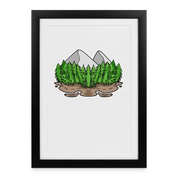Mountain, Mountains, Peaks, Peaks, Forest - Framed poster (27 × 37 cm) - black - Front