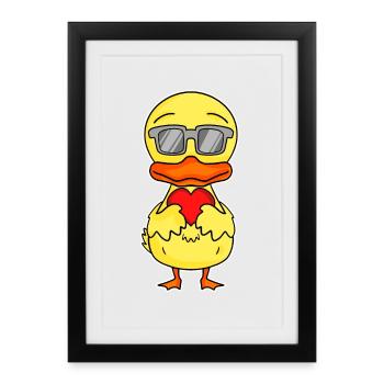 Duck with heart - Love Romantic - Framed poster (27 × 37 cm) - black - Front