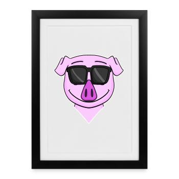 Pig Head Animal - cool pig - Framed poster (27 × 37 cm) - black - Front
