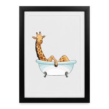 Baignoire girafe - Affiche encadrée (27 × 37 cm) - noir - Devant