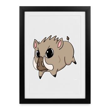 Motif sanglier - porc - Affiche encadrée (27 × 37 cm) - noir - Devant