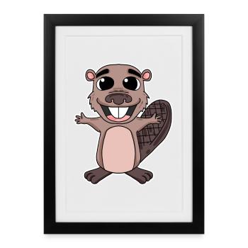 Beaver Rodent Animal - Framed poster (27 × 37 cm) - black - Front
