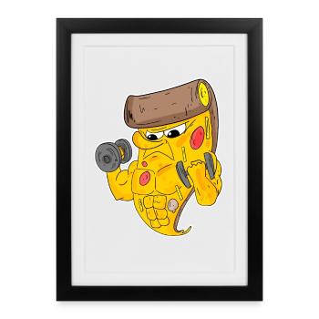 Pizza Fitness Motivation Gym Cadeau - Affiche encadrée (27 × 37 cm) - noir - Devant