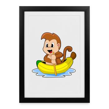 Petit bateau Singe - Affiche encadrée (27 × 37 cm) - noir - Devant