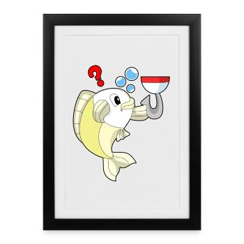 Pêcheur pêcheur à l’hameçon - Affiche encadrée (27 × 37 cm) - noir - Devant