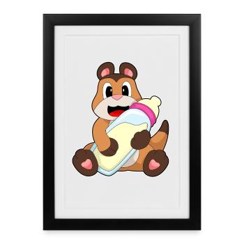 Lait pour biberon suricate - Affiche encadrée (27 × 37 cm) - noir - Devant