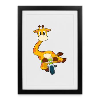 Vélo girafe - Affiche encadrée (27 × 37 cm) - noir - Devant