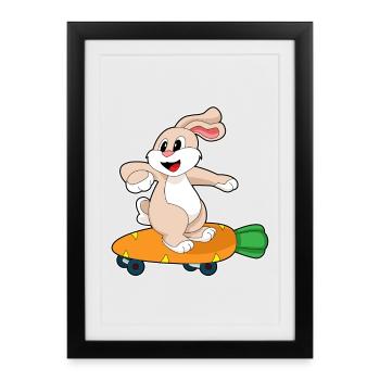 Bunny Skater Skateboard - Affiche encadrée (27 × 37 cm) - noir - Devant