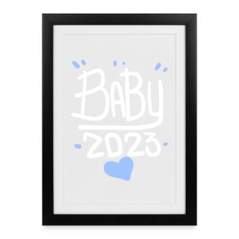 Bébé 2023 - Naissance Enceinte 2023 Grossesse - Affiche encadrée (27 × 37 cm) - noir - Devant