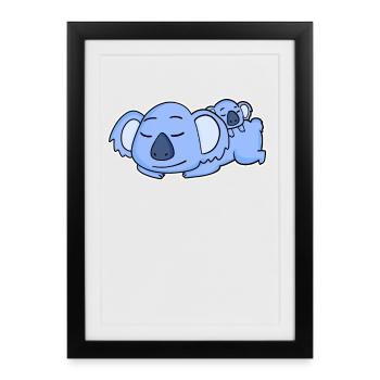 Famille - Koala avec bébé Koala - Affiche encadrée (27 × 37 cm) - noir - Devant