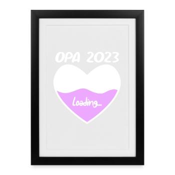 Opa 2023 loading - Opa werden - Bald Opa - Gerahmtes Poster (27 × 37 cm) - Schwarz - Vorne