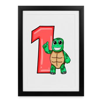 1 year old - school enrolment - turtle motif - Framed poster (27 × 37 cm) - black - Front