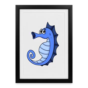 Bleu hippocampe - Affiche encadrée (27 × 37 cm) - noir - Devant