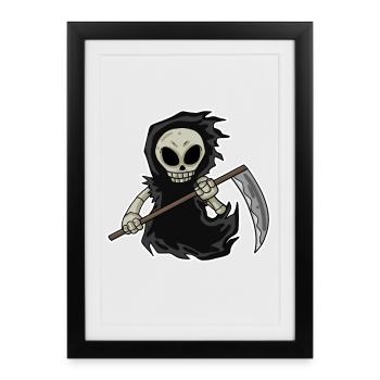 Faucheuse avec faux - Affiche encadrée (27 × 37 cm) - noir - Devant