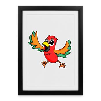 Perroquet Oiseaux Oiseaux - Affiche encadrée (27 × 37 cm) - noir - Devant