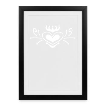 Motif cœur avec couronne - Affiche encadrée (27 × 37 cm) - noir - Devant