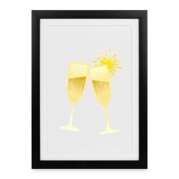 À votre santé! Coupes de avec feux d’artifice - Affiche encadrée (27 × 37 cm) - noir - Devant