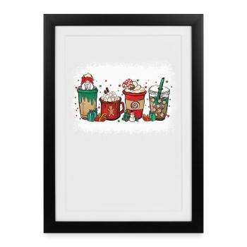 Tasse à café de Noël blanchie - Affiche encadrée (27 × 37 cm) - noir - Devant