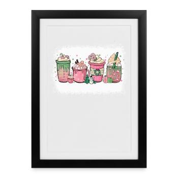 Tasse de chocolat chaud menthe poivrée Moka - Affiche encadrée (27 × 37 cm) - noir - Devant