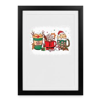 Tasse de chocolat chaud de Noël - Affiche encadrée (27 × 37 cm) - noir - Devant
