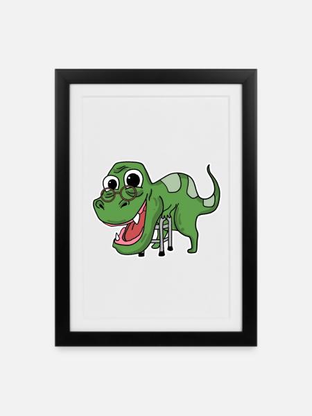Oma Dinosaurier - Gerahmtes Poster (27 × 37 cm) - Schwarz