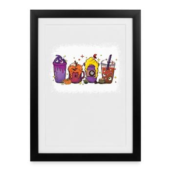 Coupe de chocolat chaud d’automne Halloween - Affiche encadrée (27 × 37 cm) - noir - Devant