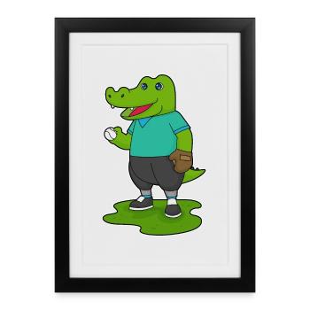 Gant de baseball en crocodile - Affiche encadrée (27 × 37 cm) - noir - Devant