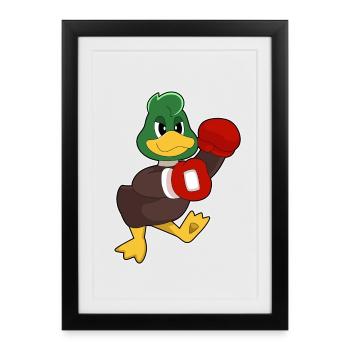 Duck Boxer Gants de boxe Boxe Boxe - Affiche encadrée (27 × 37 cm) - noir - Devant