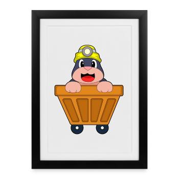 Mole Miner Mining Helmet Mining - Framed poster (27 × 37 cm) - black - Front