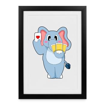 Elephant Poker Cartes de Poker - Affiche encadrée (27 × 37 cm) - noir - Devant