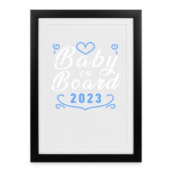 Bébé 2023 - Naissance Enceinte 2023 Grossesse - Affiche encadrée (27 × 37 cm) - noir - Devant
