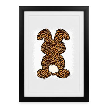 Tiger Pattern Rabbit Bleached Easter - Framed poster (27 × 37 cm) - black - Front