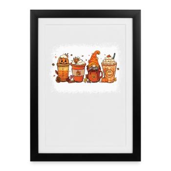 Tasse de remerciement d’automne avec chocolat chaud - Affiche encadrée (27 × 37 cm) - noir - Devant