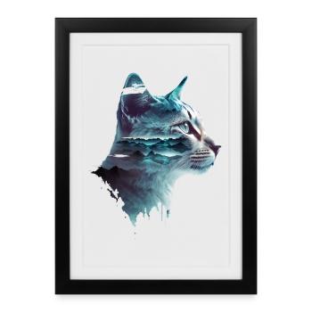 Cat Motif Art Cat Design Domestic Cat Meow Cat - Framed poster (27 × 37 cm) - black - Front