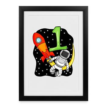 1 an Jeune astronaute - Affiche encadrée (27 × 37 cm) - noir - Devant