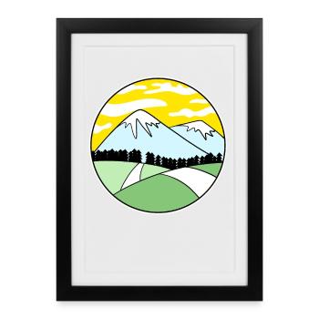 Mountain Mountains Mountain Peaks - Framed poster (27 × 37 cm) - black - Front