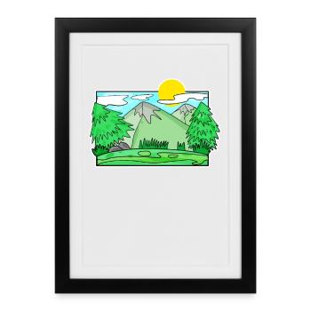 Mountain Mountains Mountain Peaks Forest - Framed poster (27 × 37 cm) - black - Front