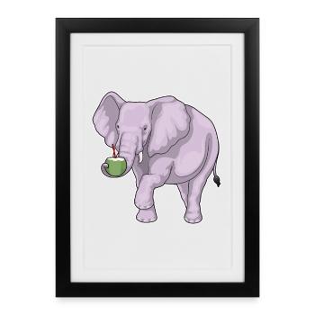 Éléphant Noix de - Affiche encadrée (27 × 37 cm) - noir - Devant