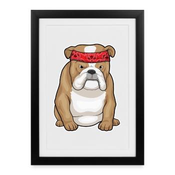 Bandana bouledogue - Affiche encadrée (27 × 37 cm) - noir - Devant