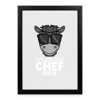 Cool Esel Chef Spruch - Gerahmtes Poster (27 × 37 cm) - Schwarz - Vorne