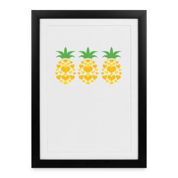 Cœur de cœur d’ananas - Affiche encadrée (27 × 37 cm) - noir - Devant