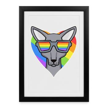 Gay Rainbow - Chat à lunettes - Sphynx - Affiche encadrée (27 × 37 cm) - noir - Devant