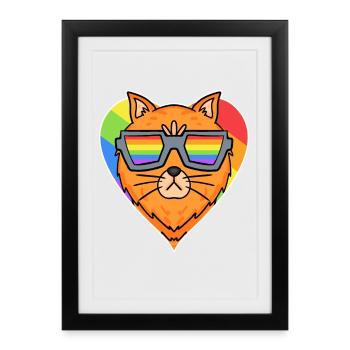 Rainbow - Cat - Framed poster (27 × 37 cm) - black - Front