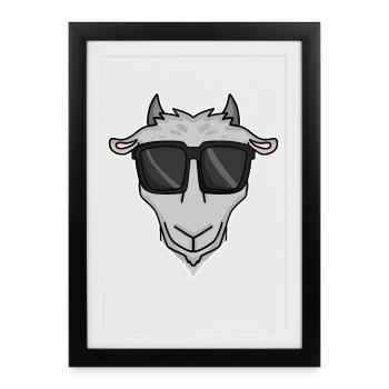 Chèvre avec lunettes de soleil - Affiche encadrée (27 × 37 cm) - noir - Devant