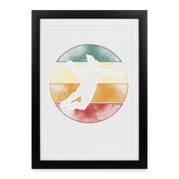 Handball Handball Joueur de handball féminin - Affiche encadrée (27 × 37 cm) - noir - Devant