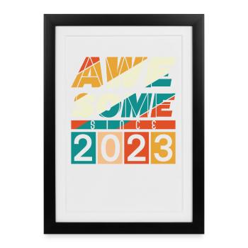 2023 Anniversaire Né Année de naissance millésime - Affiche encadrée (27 × 37 cm) - noir - Devant