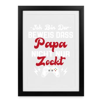Grossesse Bébé Naissance Gamer - Papa Dire - Affiche encadrée (27 × 37 cm) - noir - Devant