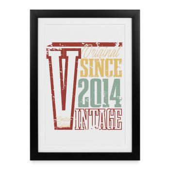 2014 Anniversaire Année de naissance Année de construction Vintage Rétro - Affiche encadrée (27 × 37 cm) - noir - Devant